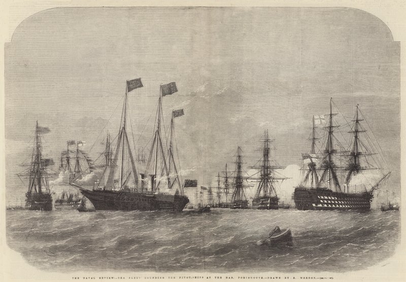 Naval Review, flåden runder pivotskibe ved Nab, Portsmouth af Edwin Weedon