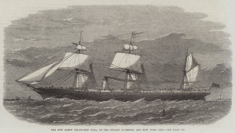 The New Screw Steam-Ship Cuba, fra Cunard Liverpool og New York Line af Edwin Weedon