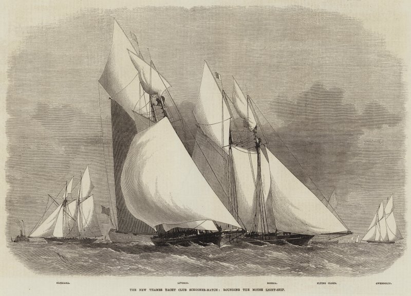 The New Thames Yacht Club Schooner-Match, runder Mouse Light-Ship af Edwin Weedon