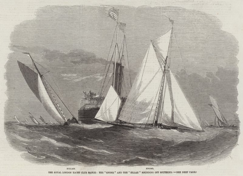 Royal London Yacht Club Match, Gnome og Zillah runder Southend af af Edwin Weedon