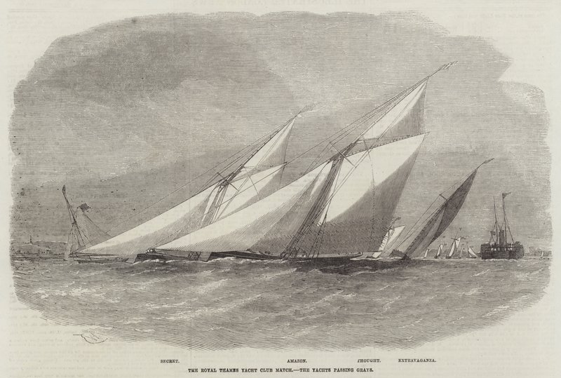 The Royal Thames Yacht Club Match, yachterne passerer Grays af Edwin Weedon
