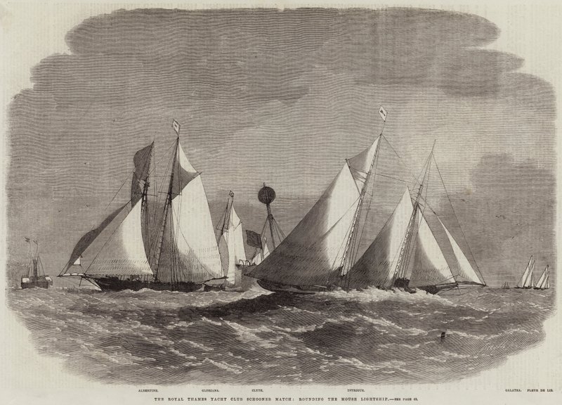 Royal Thames Yacht Club Schooner Match, runder Mouse Lightship af Edwin Weedon