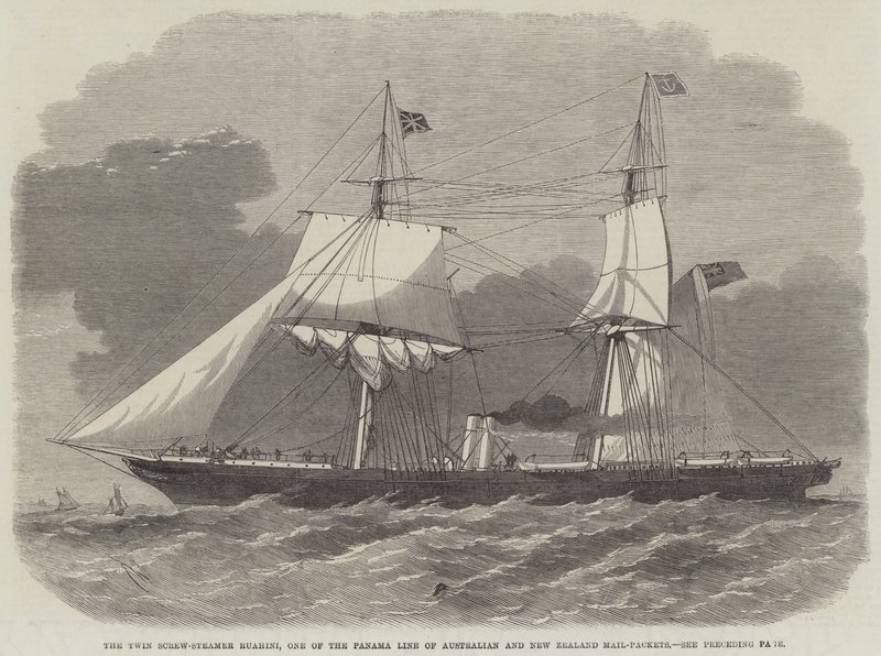 Twin Screw-Steamer Ruahini, en af Panama-linjen af australske og newzealandske postpakker af Edwin Weedon