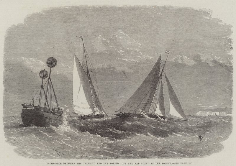 Lystsejlads mellem Thought og Torpid ud for Nab Light i Solent af Edwin Weedon