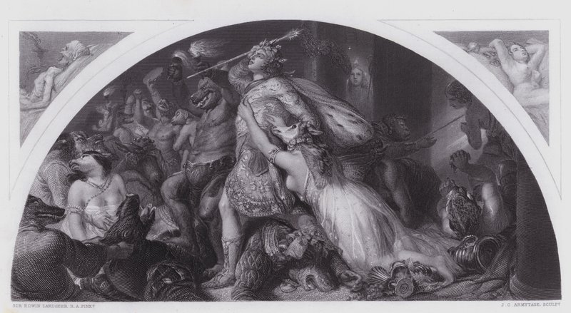 Rout of Comus and his Band (gravering) af Edwin (after) Landseer
