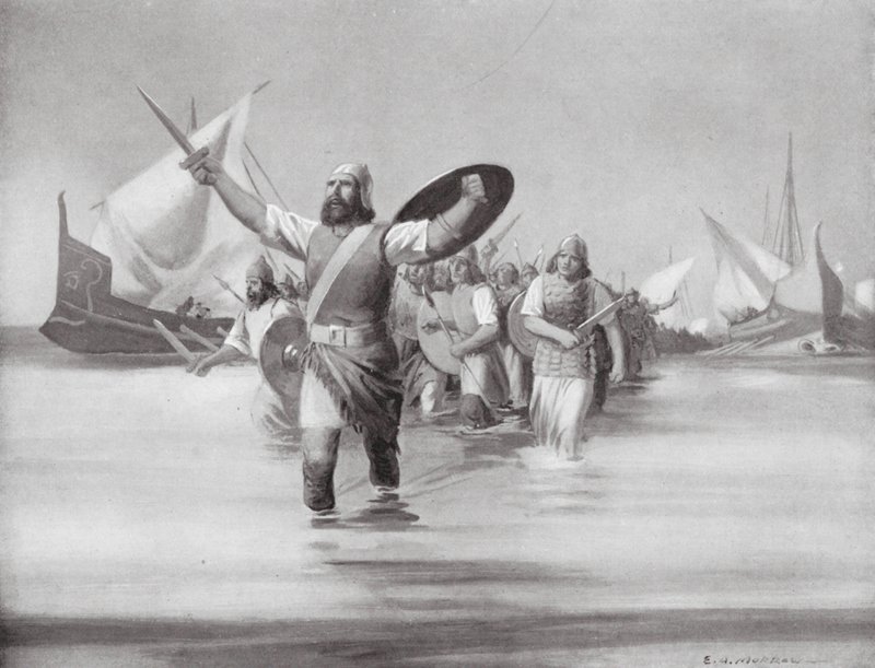 Sidonierne går i land ved Karthago (litografi) af Edwin A. Morrow