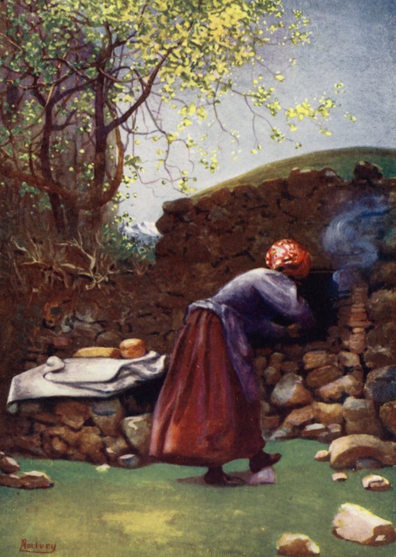Korsika: Bageovn, Aleria (farve litho) af Edwin Arthur Norbury