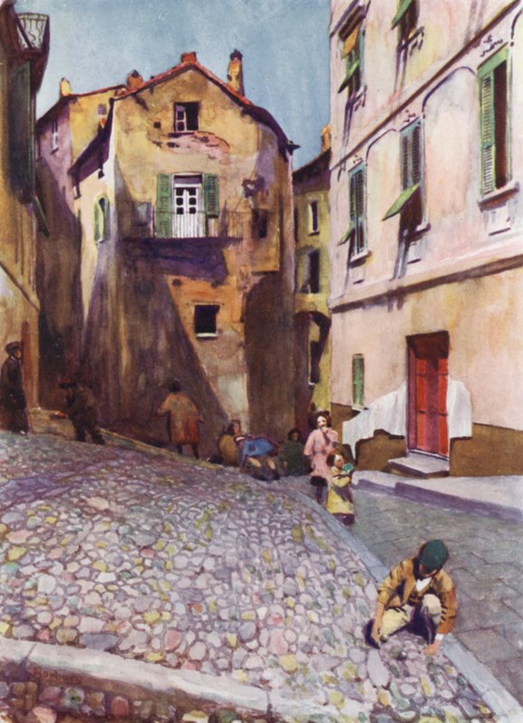 Korsika: Gamle huse, Bastia (farve litho) af Edwin Arthur Norbury