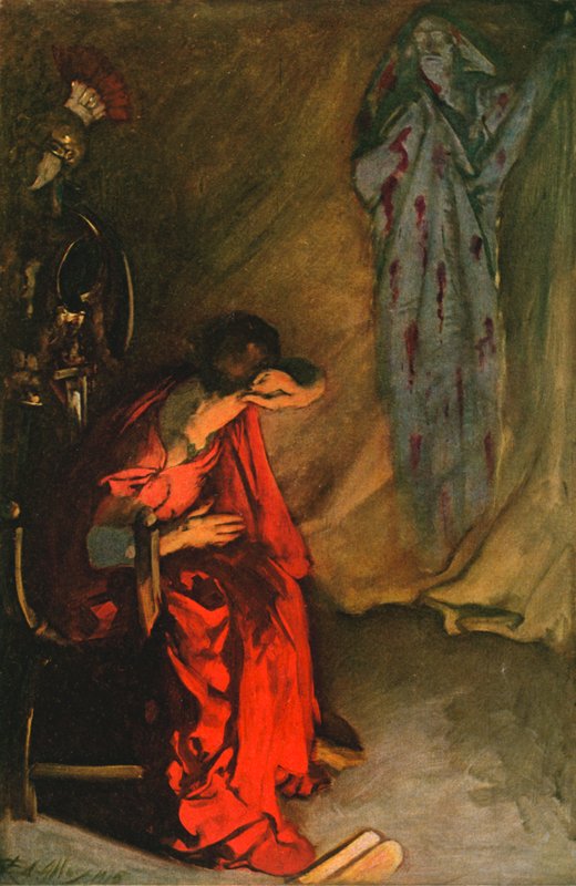Brutus og Julius Cæsars spøgelse af Edwin Austin Abbey