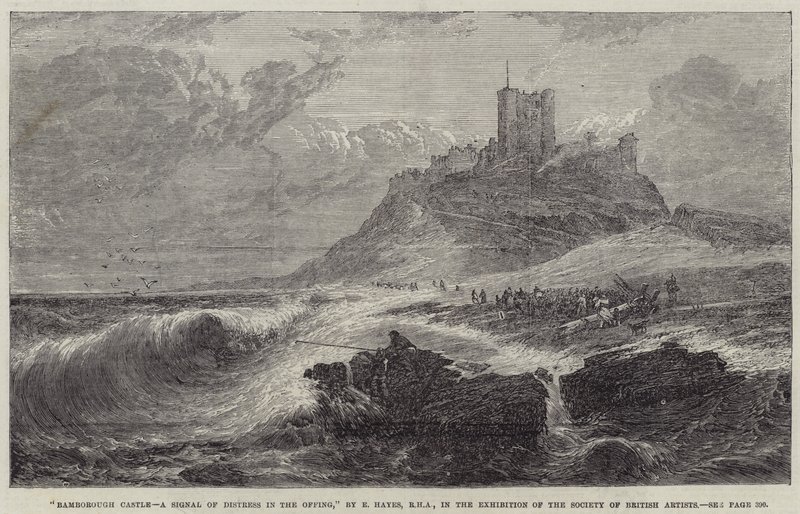 Bamborough Castle, et signal om nød i vente af Edwin Hayes