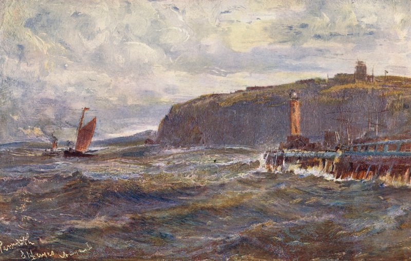 Penarth, indsejlingen til Cardiff Harbour (farvelitografi) af Edwin Hayes