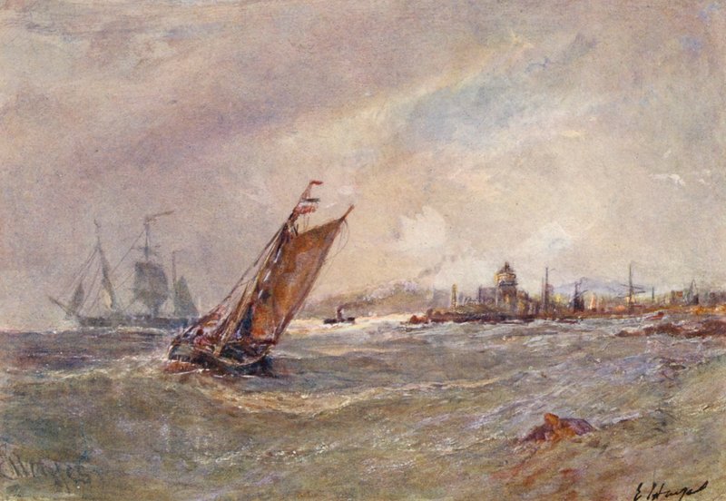 St Peter Port, Guernsey (farvelitografi) af Edwin Hayes