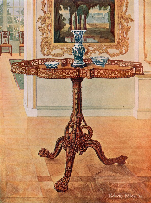 Formet galleribord med falset kant - Chippendale-skolen af Edwin John Foley