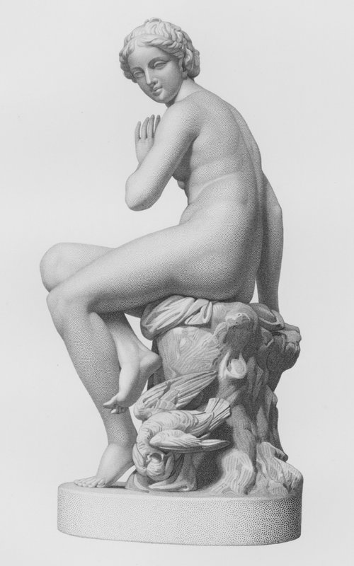 A Nymph Surprised, graveret af E Roffe fra statuen af EG Papworth, Junior (gravering) af Edwin Roffe