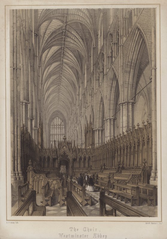 Koret, Westminster Abbey, London (farve litho) af Edwin Thomas Dolby