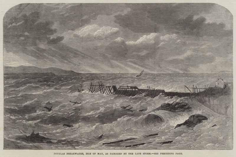 Douglas Breakwater, Isle of Man, beskadiget af den sene Storm af Edwin Weedon