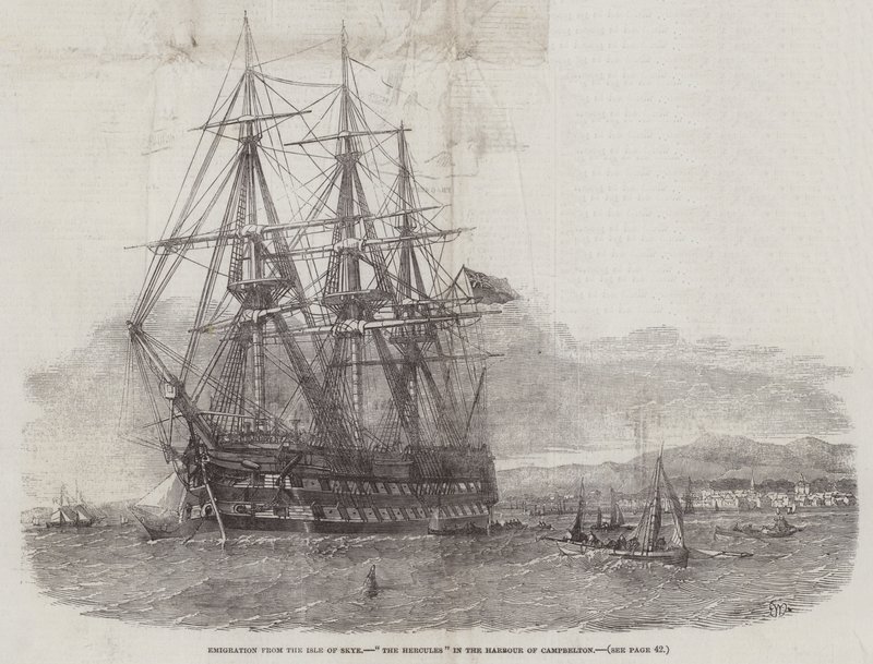 Emigration fra Isle of Skye, The Hercules i havnen i Campbellton af Edwin Weedon