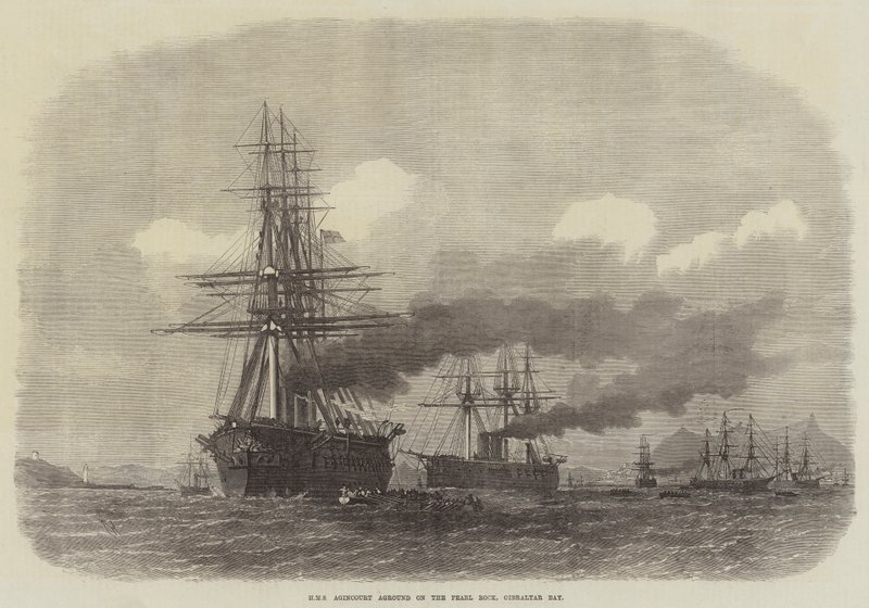 HMS Agincourt grundstødte på Pearl Rock, Gibraltar Bay af Edwin Weedon