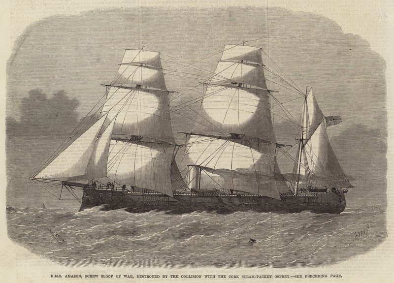 HMS Amazon, Screw Sloop of War, ødelagt af kollisionen med Cork Steam-Packet Osprey af Edwin Weedon