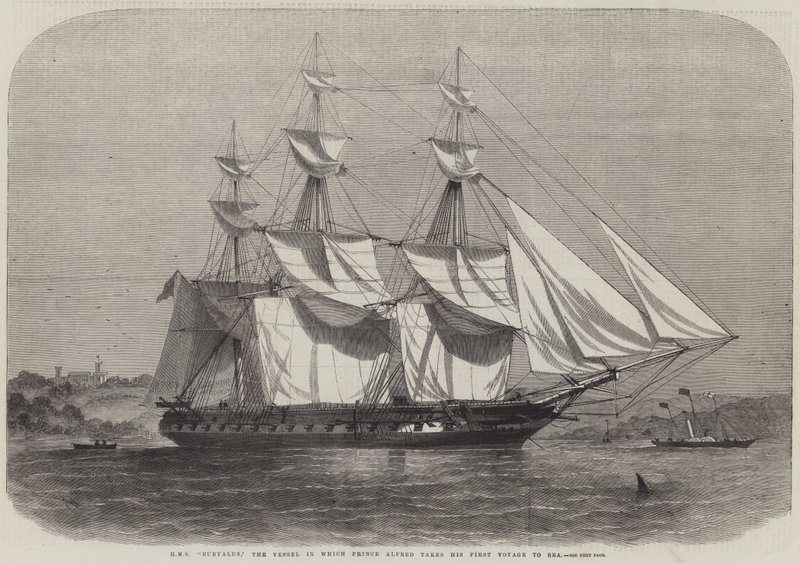 HMS Euryalus, fartøjet, hvori prins Alfred tager sin første rejse til søs af Edwin Weedon