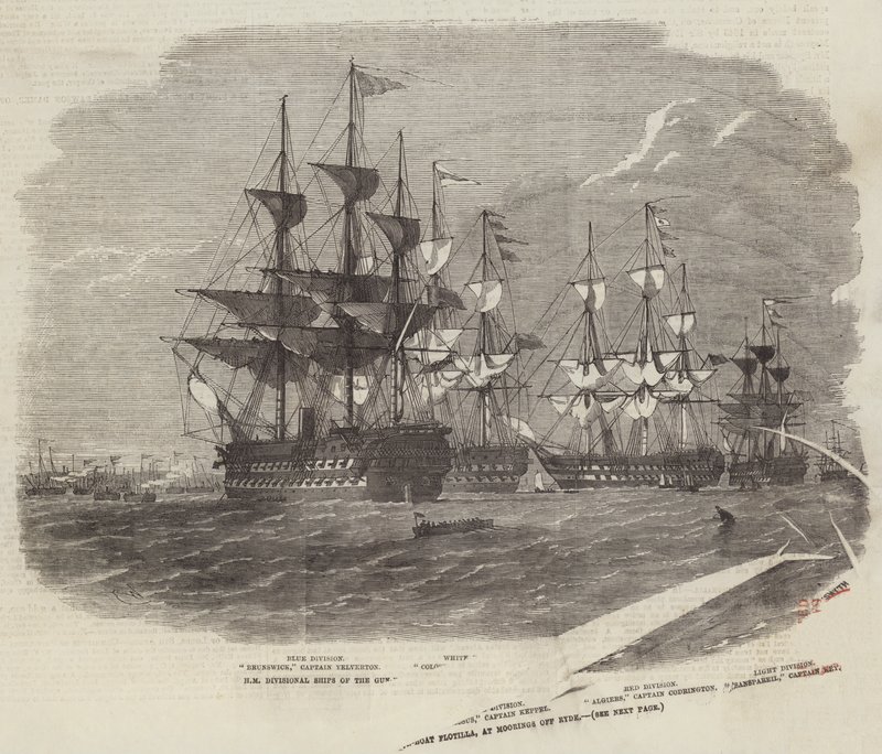 HM Divisional Ships of the Gun-Boat Flotilla, ved Moorings ud for Ryde af Edwin Weedon
