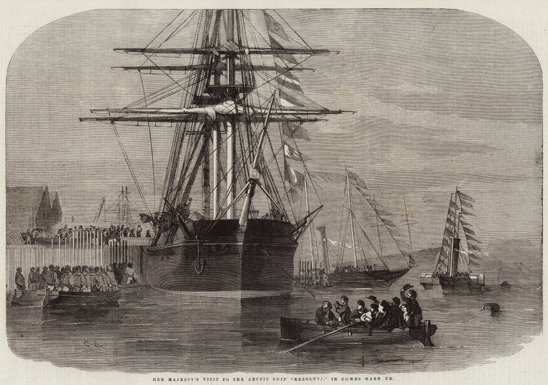 Hendes Majestæts besøg i det arktiske skib Resolute i Cowes Havn af Edwin Weedon