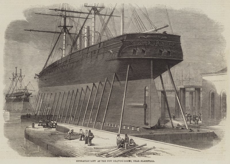 Hydraulisk lift ved New Graving-Docks, nær Blackwall af Edwin Weedon