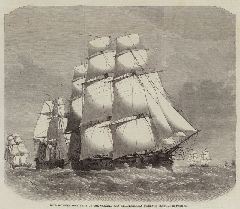 Kapløb mellem Four Ships of the Channel og Middelhavets kombinerede flåde af Edwin Weedon