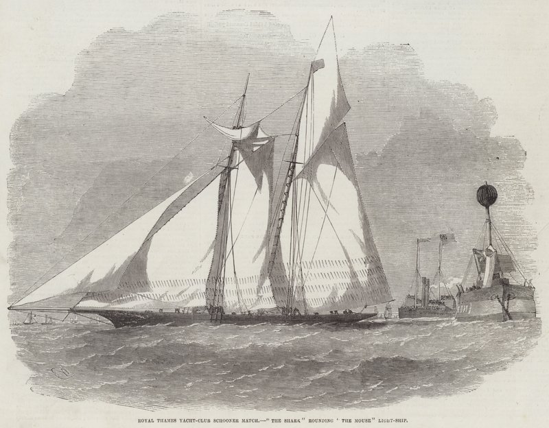 Royal Thames Yacht-Club Skonnert Match, Hajen runder Musens Lysskib af Edwin Weedon