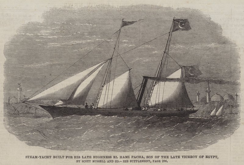 Damp-yacht bygget til hans afdøde højhed El Hami Pacha, søn af den afdøde vicekonge af Egypten, af Scott Russell and Company af Edwin Weedon