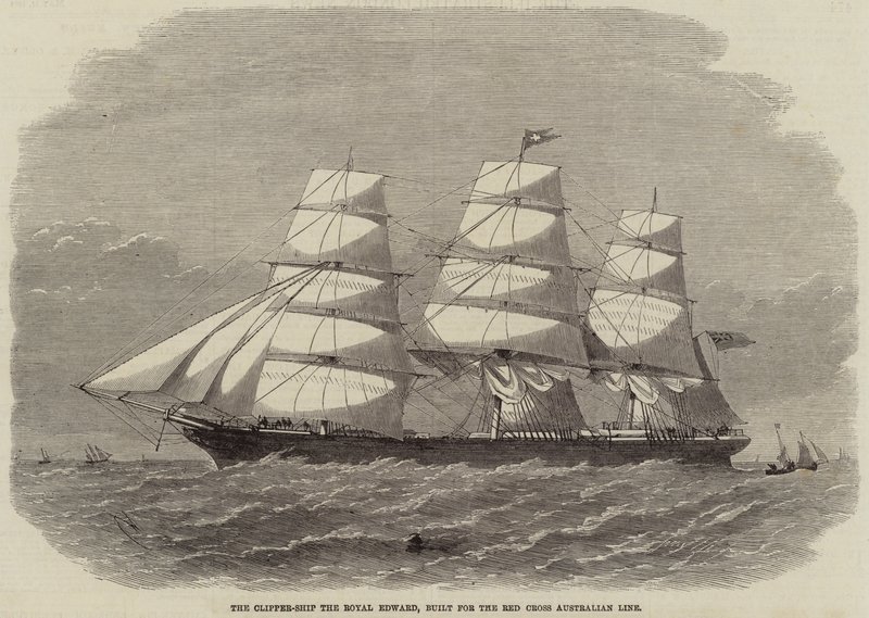 Clipper-skibet Royal Edward, bygget til Røde Kors Australian Line af Edwin Weedon