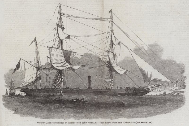 Den nye arktiske ekspedition på jagt efter Sir John Franklin, HM Screw Steam-Ship Phoenix af Edwin Weedon