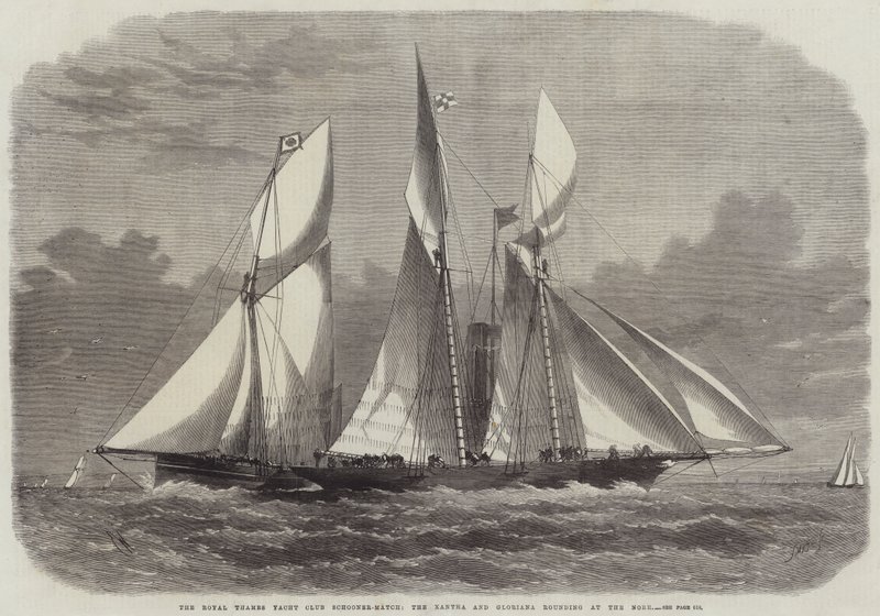 Royal Thames Yacht Club Schooner-Match, Xantha og Gloriana-rundingen ved Nore af Edwin Weedon