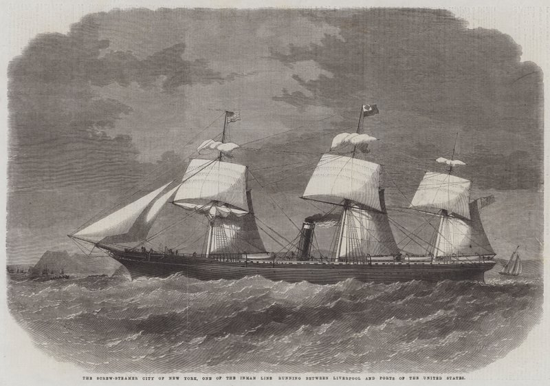 Screw-Steamer City of New York, en af Inman Line, der løber mellem Liverpool og havnene i USA af Edwin Weedon