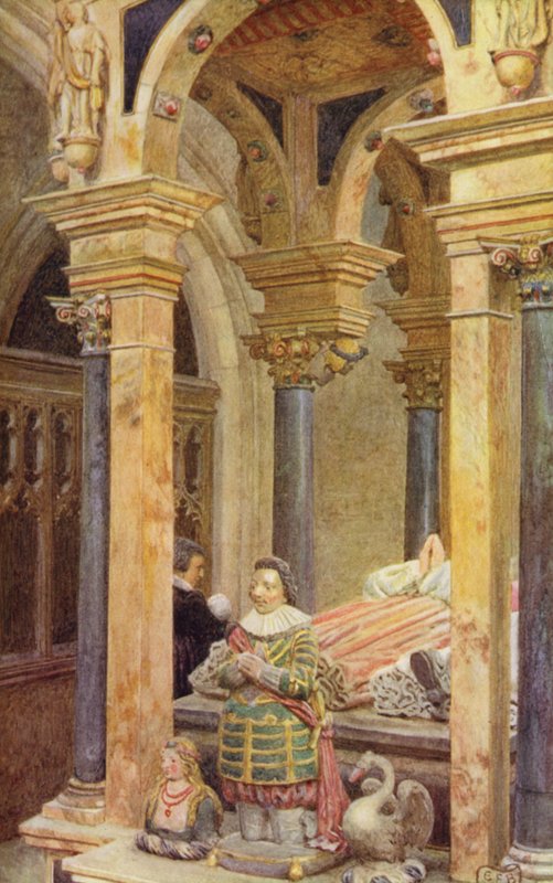 Og tænk ikke på det snævre rum mellem en vugge og en grav (farve litho) af Eleanor Fortescue Brickdale