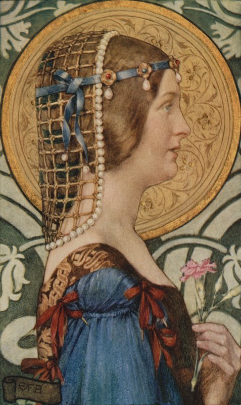 Hvis man kunne få det lille hoved af hende malet på en baggrund af blegt guld (farve litho) af Eleanor Fortescue Brickdale