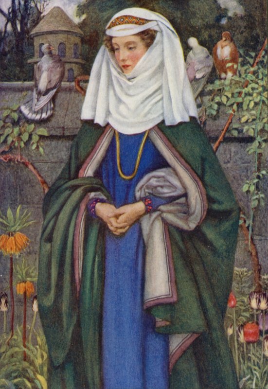 Illustration til Idylls Of The King af Alfred Lord Tennyson (farve litho) af Eleanor Fortescue Brickdale