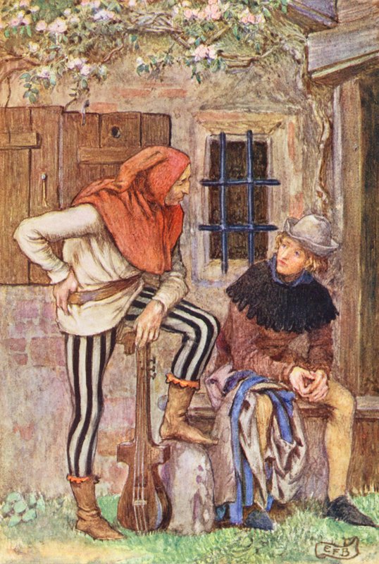 Illustration til The Gathering of Brother Hilarius af Michael Fairless (farvelitografi) af Eleanor Fortescue Brickdale