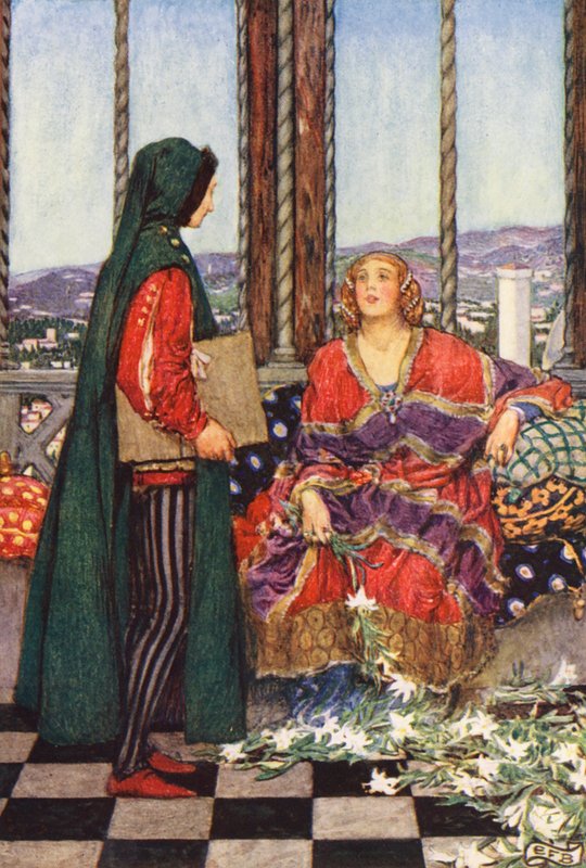 Illustration til The Gathering of Brother Hilarius af Michael Fairless (farvelitografi) af Eleanor Fortescue Brickdale