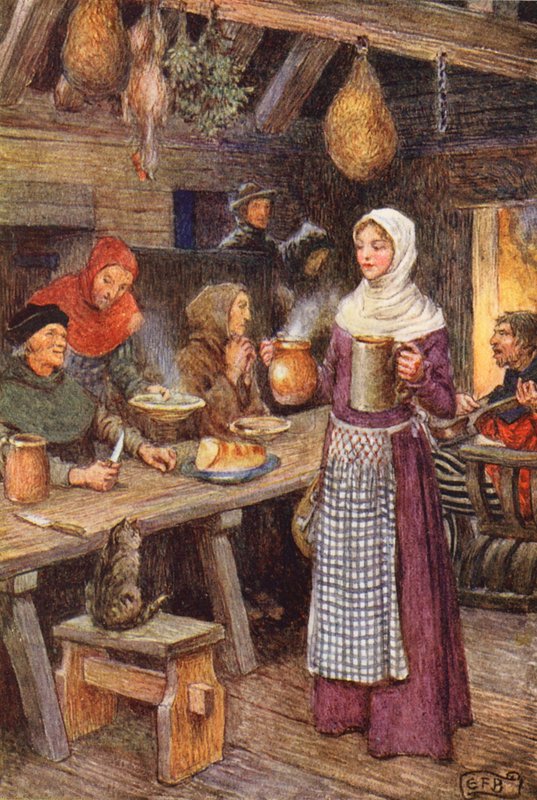 Illustration til The Gathering of Brother Hilarius af Michael Fairless (farvelitografi) af Eleanor Fortescue Brickdale