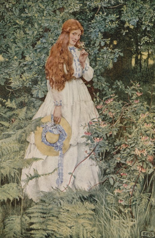 Er hun ikke rent guld, min elskerinde? (farve litho) af Eleanor Fortescue Brickdale