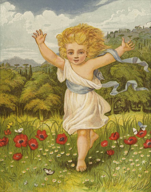 Lærken vækkede visioner om endeløse håb (farve litho) af Eleanor Fortescue Brickdale