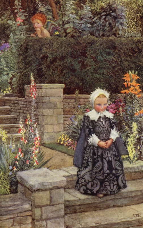 Alligevel er dette hende, hvis kyskste love Den hensynsløse kærlighed skal en dag frygte, og under hendes meddelelse (farve litho) af Eleanor Fortescue Brickdale