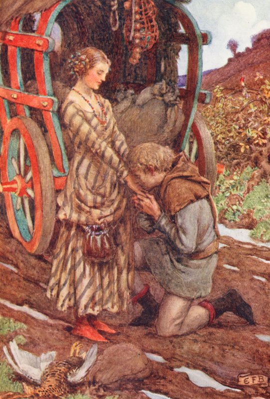 Illustration til The Gathering of Brother Hilarius af Michael Fairless (farvelitografi) af Eleanor Fortescue Brickdale