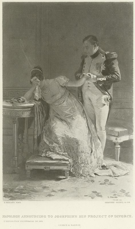 Napoleon annoncerer for Josephine sit skilsmisseprojekt (dybtryk) af Eleuterio Pagliano
