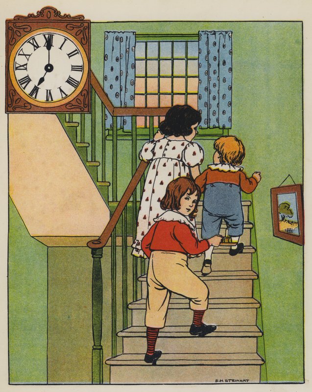 Sengetid (farve litho) af Elise H. Stewart