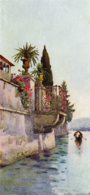 En balkon (farve litho) af Ella Du Cane