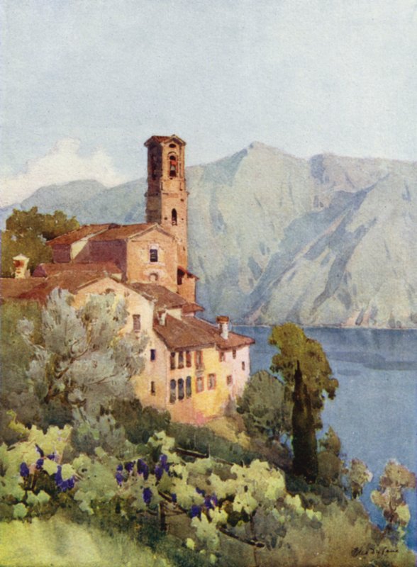 Castagnola, Luganosøen (farve litho) af Ella Du Cane