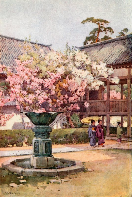 Cherry Blossom, Chion-in Temple (Color Litho) af Ella Du Cane