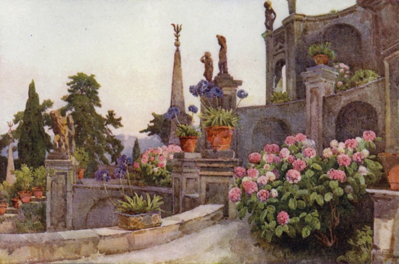 I haven, Isola Bella, Lago Maggiore (farve litho) af Ella Du Cane